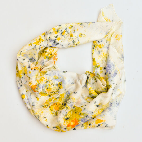 Large Silk Scarf - Marigold, Rose of Sharon, Pincushion, and Sulfur Cosmos - Image 3